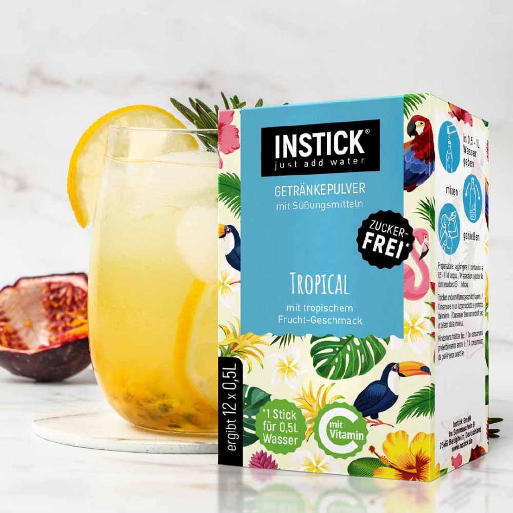 INSTICK ΡΟΦΗΜΑ ΣΕ ΣΚΟΝΗ ΓΙΑ 0,5 Lit Tropical Fruit (12xσακουλάκι 2,5gr)