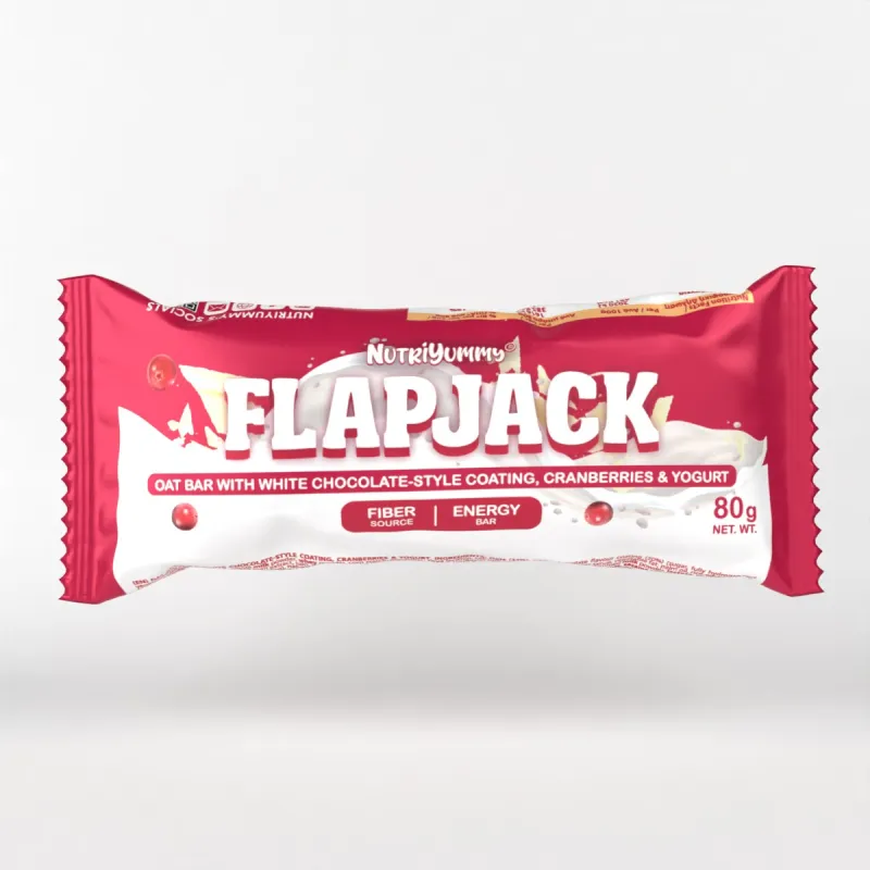 NUTRIYUMMY FLAPJACK WHITE CHOCOLATE COATING, CRANBERRIES & YOGURT 80G