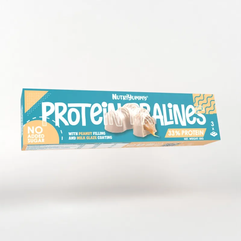 NUTRIYUMMY NO ADDED SUGAR PROTEIN PRALINES WHITE CHOCOLATE 50G