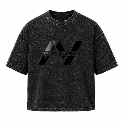 NUTRIYUMMY x Mr. Olympia Acid Wash T-Shirt – Faded Black Edition (Large)