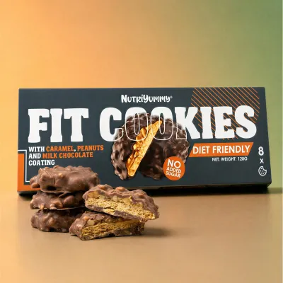 NUTRIYUMMY FIT COOKIES PEANUT CARAMEL NO ADDED SUGAR 128g