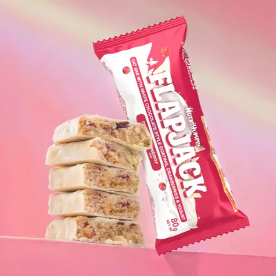 NUTRIYUMMY FLAPJACK WHITE CHOCOLATE COATING, CRANBERRIES & YOGURT 80G