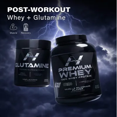 POST-WORKOUT WHEY + GLUTAMINE - VANILLA (Premium Whey Vanilla 2Kg & Glutamine) 