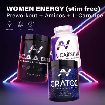 WOMEN ENERGY - STIM-FREE (Cratos Stim-Free & Bcaa Cola & L-carnitine 90caps) 