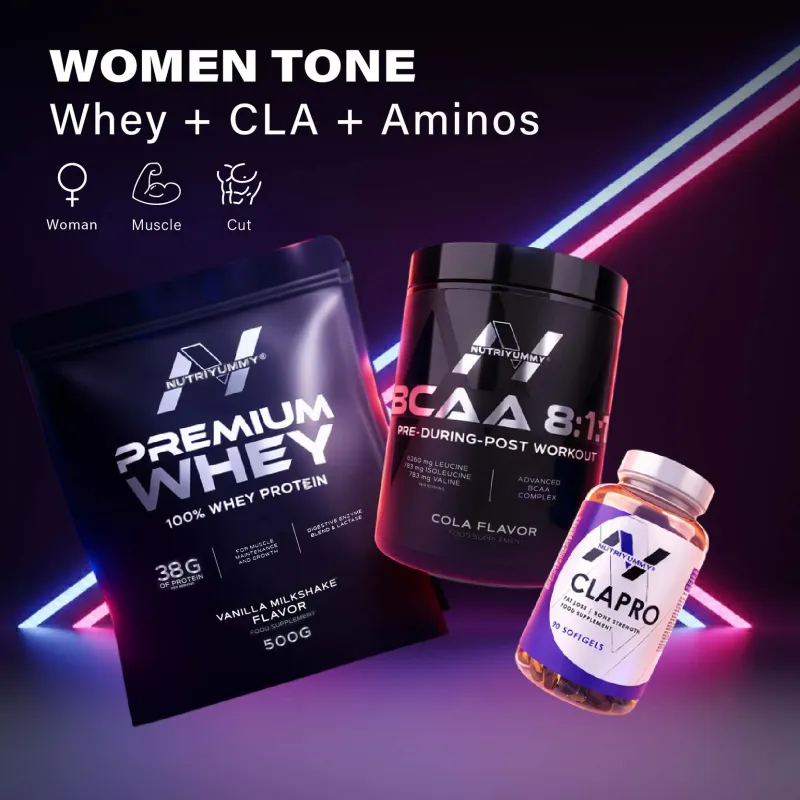 WOMEN TONE - VANILLA (Premium Whey Vanilla 500g & Bcaa Cola & Cla) 