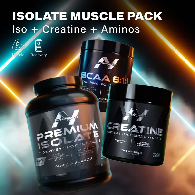 PREMIUM ISOLATE MUSCLE STACK - VANILLA (Premium Isolate Vanilla 2Kg & Creatine & Bcaa Cola) 