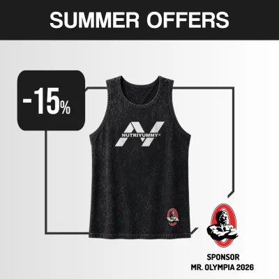 NUTRIYUMMY x Mr. Olympia Acid Wash Tank Top – Faded Black Edition (Large)