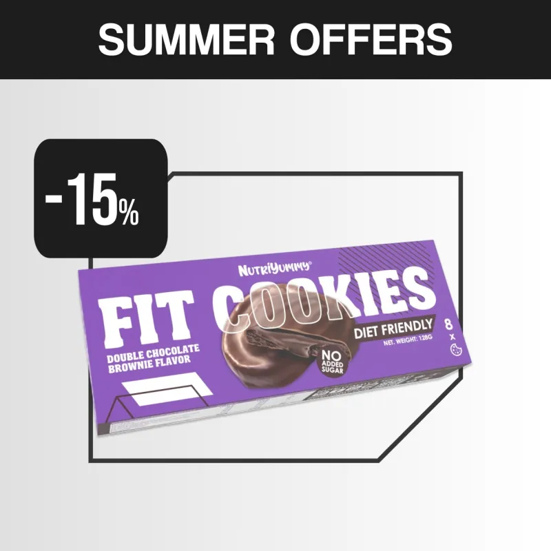 NUTRIYUMMY FIT COOKIES BROWNIE DOUBLE CHOCOLATE NO ADDED SUGAR 128g