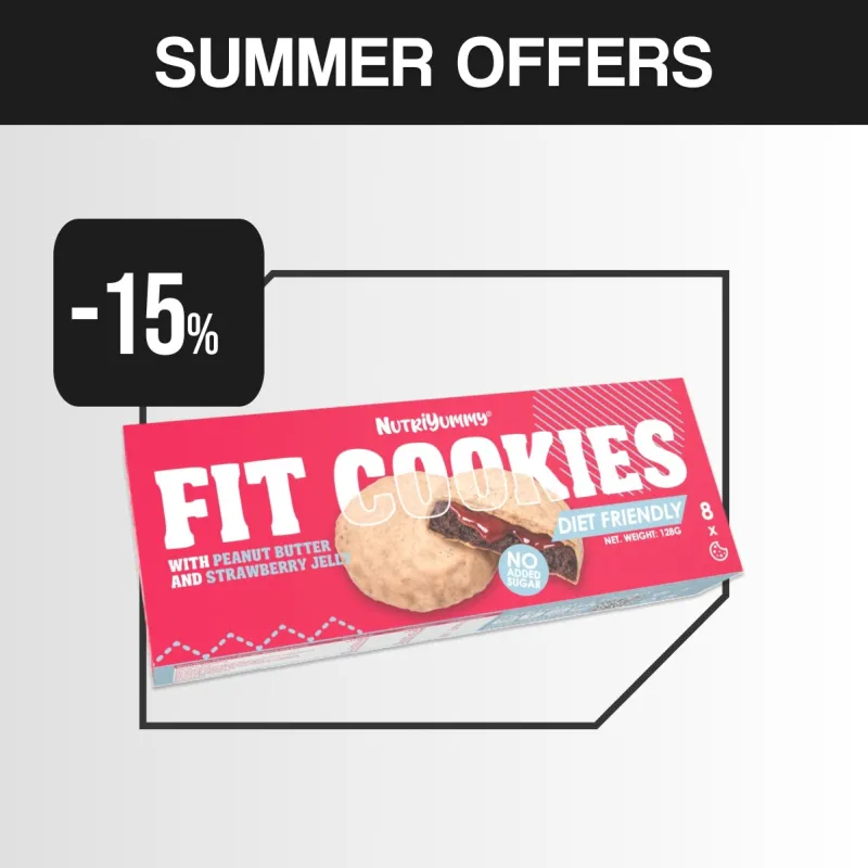NUTRIYUMMY FIT COOKIES PEANUT BUTTER STRAWBERRY JELLY NO ADDED SUGAR 128G
