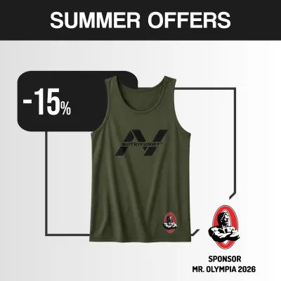NUTRIYUMMY x Mr. Olympia Tank Top – Olive Green Edition (Large)