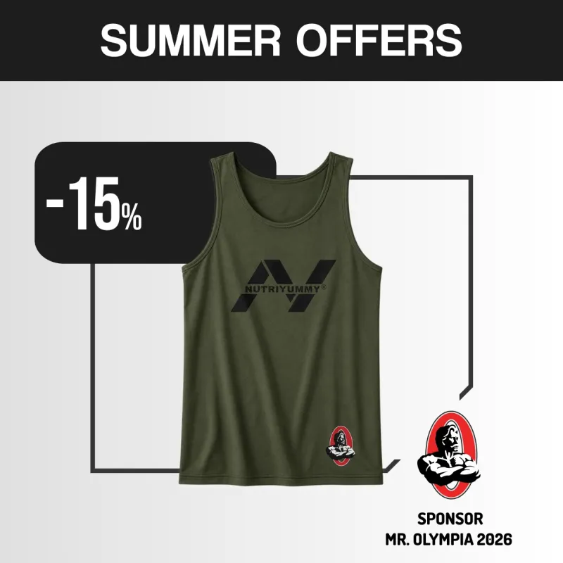NUTRIYUMMY x Mr. Olympia Tank Top – Olive Green Edition (Large)