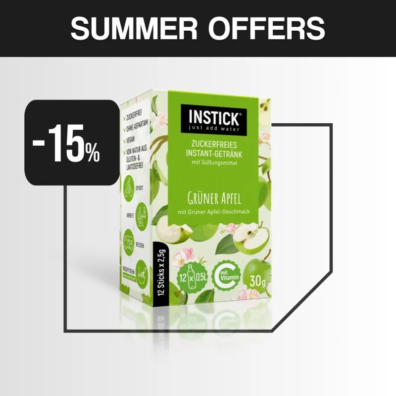 INSTICK ΡΟΦΗΜΑ ΣΕ ΣΚΟΝΗ ΓΙΑ 0,5lt ΠΡΑΣΙΝΟ ΜΗΛΟ (12 x σακουλάκι 2,5g)