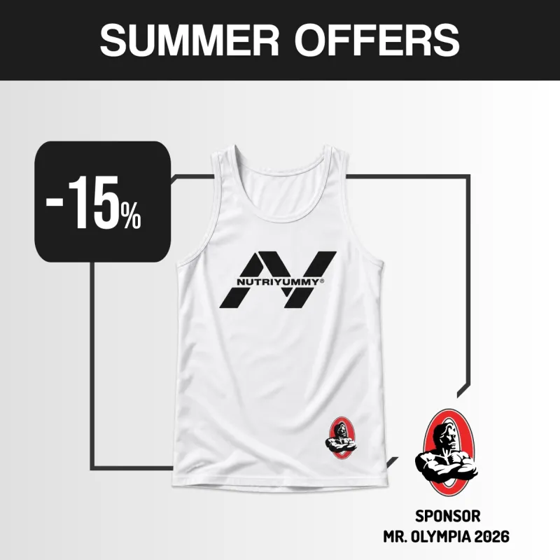 NUTRIYUMMY x Mr. Olympia Tank Top – White Edition (Medium)