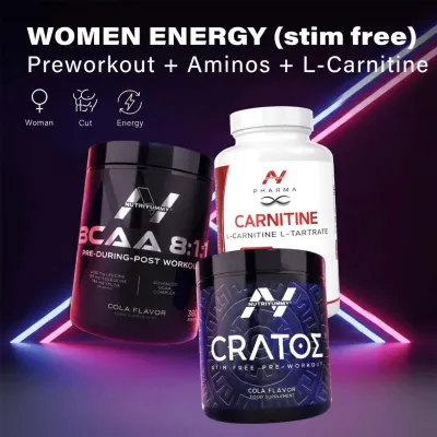 WOMEN ENERGY - STIM-FREE (Cratos Stim-Free & Bcaa Cola & L-carnitine 90caps) 